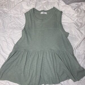 💚 Talulah Sage Green Ribbed Peplum Tank | Soft Girl Aesthetic Small